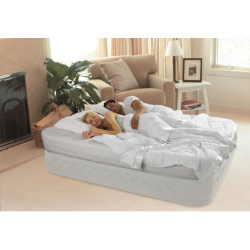 Двуспальная надувная велюровая кровать Intex Premium со встроенным электрическим насосом 64464 152х203х51 см-3