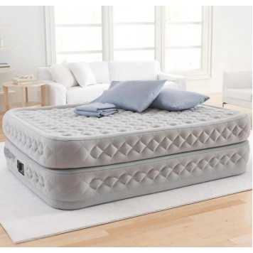 Двуспальная надувная велюровая кровать Intex Premium со встроенным электрическим насосом 64464 152х203х51 см-2