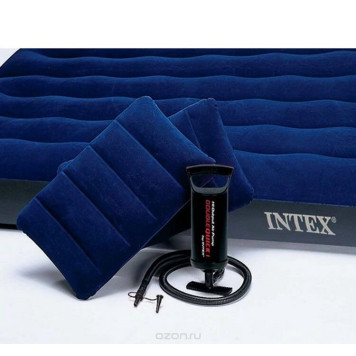 Двуспальный надувной матрас Intex с подушками и насосом 68765 203х152х25 см-1